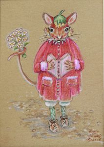 "Mouse" a 5"x7" color pencil illustration by artist Paula O. Murphy